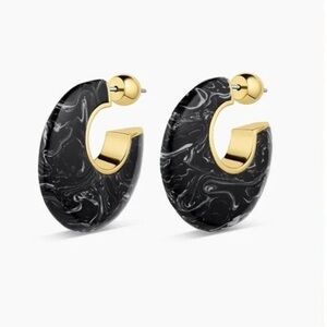 NWT Gorjana Black Paseo Marble Arc Hoops